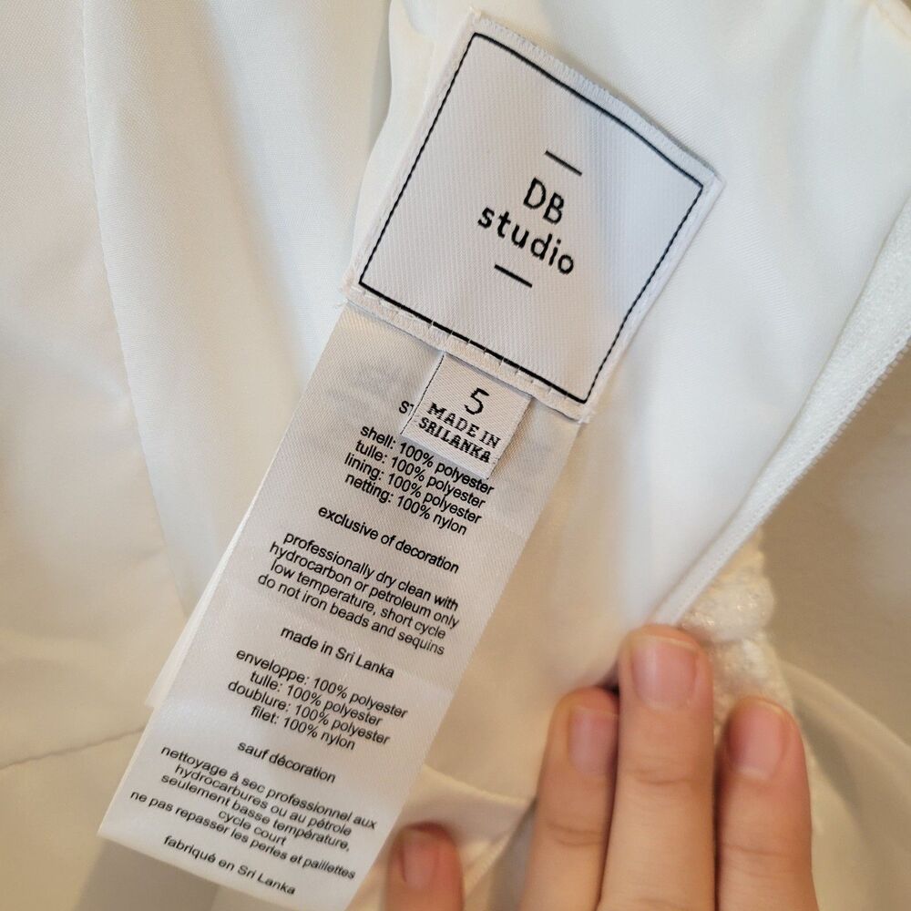David's Bridal Girl Sleeveless Ivory Flower Girl Communion Dress Size 5 - Picture 5 of 6
